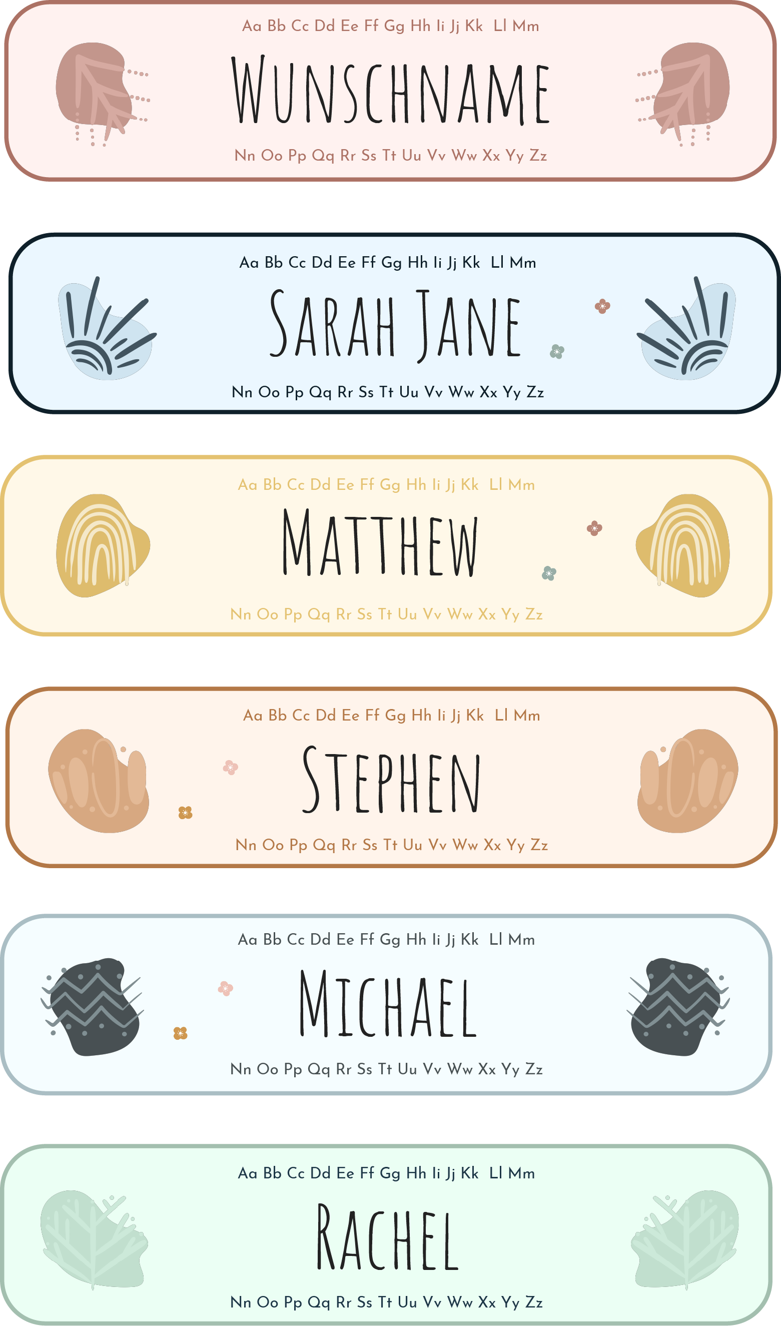 Schulaufkleber Natur mit Namen – Personalisierte Namensetiketten für Kinder